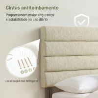HOMCOM Cabeceira de Cama 140 cm Altura Ajustável em 3 Níveis 106/116/126 cm Estofada em Linho Bege(m-7)