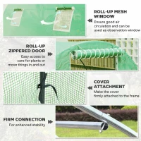 Outsunny Tunnel garden greenhouse 9 m² 4 windows, roll-up zippered door galvanized steel frame, PE cover 300 x 300 x 200 cm green(m-6)