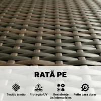 Outsunny Conjunto de Jardim em Vime com Almofadas Móveis de Exterior com 2 Poltronas Sofá de 2 Lugares Mesa com Vidro Marrom e Bege(m-5)