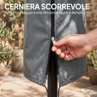 Outsunny Copertura per Ombrellone Impermeabile, Custodia Copri Ombrellone con Cerniera e Laccio, Grigio(m-5)