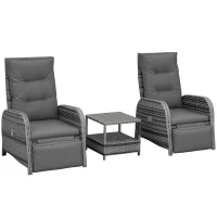 Outsunny 2 Seater Patio Rattan Wicker Chaise Lounge Sofa Set w/ Cushion for Patio Yard Porch(m-10)