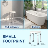 HOMCOM Shower Stool for Elderly, Bath Seat with Adjustable Height for Bathroom Aids, White(m-5)