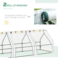 Outsunny Mini Garden Greenhouse mini tunnel greenhouse 270L x 90l x 90H cm pointed roof Steel PE High-density 140 g/m² UV-resistant roll-up windows with Zip White(m-4)