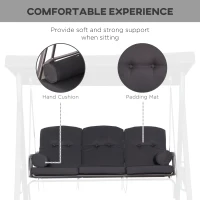 Outsunny Swing Chair Hammock Chair 3 Seater Canopy Cushion Shelter Outdoor Bench Black(m-6)