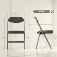 HOMCOM Set of Four Folding Corduroy Seat Chairs - Dark Grey(m-3)