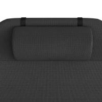 Outsunny Outdoor Foldable Sun Lounger, Garden 6 Level Adjustable Backrest Recliner Sun Lounger Chair with Headrest Pillow, Black(m-12)