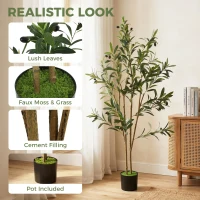 HOMCOM Decorative Artificial Plant, 120 cm Silk Olive Tree with 303 Leaves in Cement Pot, Fake Plant(m-4)