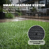 Outsunny Artificial Grass Turf Low Maintenance Realistic Lawn Pet Turf with Drain Holes for Garden 1m x 4m Green(m-7)