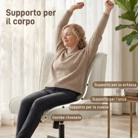 HOMCOM Poltrona da Salotto Girevole 360° Senza Braccioli con Altezza regolabile, Velluto a Goccia, Crema(m-7)