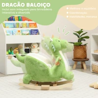 AIYAPLAY Baloiço para Bebés com Som de Dragão Base de Madeira Cinto de Segurança para Crianças de 18-36 Meses 65x38x72 cm Verde(m-4)