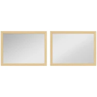 HOMCOM Wall Bathroom Mirror, 30 x 40 cm Wall-Mounted Mirror for Living Room, Bedroom, Hallway, Set of 2, Natural(m-1)