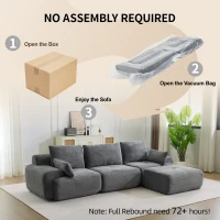 Modernes Sofa aus komprimiertem Memory-Schaumstoff, große Sofagarnitur für das Wohnzimmer, haustierfreundliches modulares Sofagarnitur Cloud, Cordstoff, kein Zusammenbau erforderlich, GRAU(m-7)