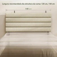 HOMCOM Cabeceira de Cama 140 cm Altura Ajustável em 3 Níveis 106/116/126 cm Estofada em Linho Bege(m-4)