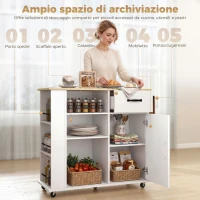 HOMCOM Mobile Cucina con Cassetto, Armadietto e Ripiano Regolabile, Bianco(m-4)