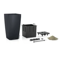 LECHUZA Pot de fleurs - Cubico color 40 - 39,5 x 39,5 x 75,5 cm - 31 L - Kit complet - Gris ardoise(m-3)