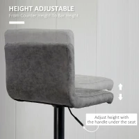 HOMCOM Adjustable Barstools Set of 2, Swivel Counter Bar Chairs, Bar Stools with Footrest, PU Leather, Gas Lift, Grey(m-6)
