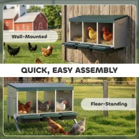 PawHut Legnest voor kippen, afrollend nest met ventilatieopeningen, 3 compartimenten, kippennest voor 3 kippen, 85 x 54,6 x 61 cm, zilver(m-8)