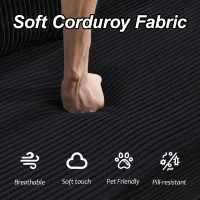 Bodencouch, Kompressionssofa, umwandelbares Bodenschlafsofa mit Kissen-Rückenlehne, bequemes Futon-Couch-Lounge-Schlafsofa, Cordstoff, für Wohnzimmer, Schlafzimmer (Schwarz)(m-4)