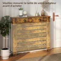 HOMCOM 95.5H x 111Wcm Radiator Cover, with Drawer - Rustic Brown(m-8)