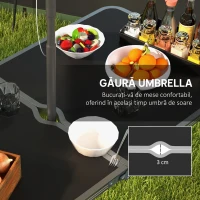 Outsunny Set masă de camping și masă de picnic pliabilă, reglabilă, negru(m-6)