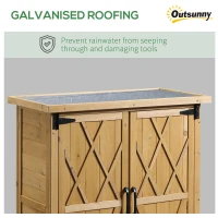 Outsunny Garden shed garden cabinet 3 shelves 2 doors galvanized sheet metal waterproof roof pine wood 75 x 40 x 90 cm yellow(m-5)