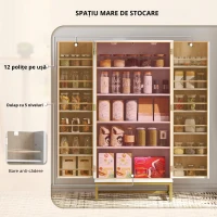 HOMCOM Dulap de bucătărie mobilier pentru depozitare cu 12 rafturi cu uși, rafturi ajustabile, 58x29x119,5cm, alb(m-6)