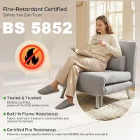 HOMCOM Adjustable Back Futon Sofa Chair - Grey(m-7)