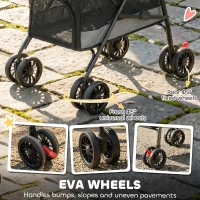 PawHut Cărucior pliabil pentru câini cu 4 roți EVA rotative și frână, ferestre din plasă, pernă lavabilă, suport pentru pahare, gri(m-5)