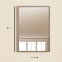 HOMCOM Wall Bathroom Mirror, 50 x 70 cm Wall-Mounted Mirror for Living Room, Bedroom, Hallway, Grey(m-3)
