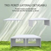 Cort de gradina pliabil Outsunny pentru petreceri si evenimente cu panouri detasabile, otel si PE, 5,85x2,95 m, alb(m-6)