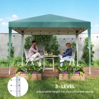 Outsunny 3 x 3M Pop Up Gazebo, Height Adjustable, Garden Marquee Party Tent Wedding Canopy Shelter with Carrying Bag, Green(m-7)