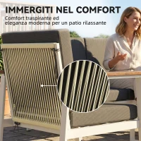 Outsunny Set Divani Giardino 4 Persone: 2 Poltrone, Divanetto, Tavolino.(m-5)
