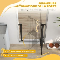 PawHut Barrière de sécurité animaux avec porte fermeture automatique système de double verrouillage, acier noir(m-5)