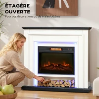 HOMCOM Cheminée électrique 1800W, fausse cheminée décorative lumières LED RGB, effet flamme, manteau, 105 x 27 x 97 cm, noir(m-5)