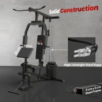 HOMCOM Stazione Fitness Multifunzione per Allenamento a Casa e Professionale in Acciaio, 148x108x207 cm, Nero(m-10)