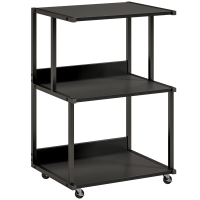 HOMCOM Suport pentru Imprimantă cu 3 Niveluri, Tavă Industrială Metalică pentru Birou, Negru