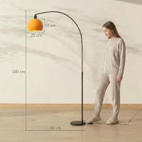 HOMCOM Floor Lamp for Living Room, Modern Standing Lamp with Shade & Foot Switch for Bedroom, Office, Black(m-3)