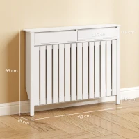 HOMCOM 93 x 119cm Rustic-Look Radiator Cover - White(m-3)