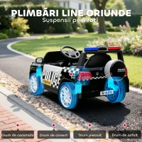 AIYAPLAY Mașină Electrică de Poliție pentru Copii 12V cu Telecomandă, Sirenă și Lumini Intermitente, Vârsta 3-5 Ani, Negru(m-8)