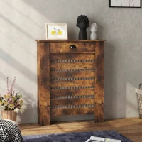 HOMCOM 95.5H x 78Wcm Radiator Cover, with Drawer - Rustic Brown(m-9)