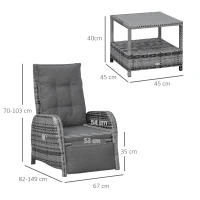 Outsunny 2 Seater Patio Rattan Wicker Chaise Lounge Sofa Set w/ Cushion for Patio Yard Porch(m-3)