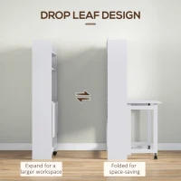 HOMCOM Foldable Desktop, Computer Desk with Storage Shelves, 80 x 69 x 155 cm, White(m-4)