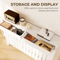 HOMCOM 93 x 119cm Rustic-Look Radiator Cover - White(m-4)