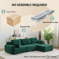 Modernes Sofa aus komprimiertem Memory-Schaumstoff, große Sofagarnitur für das Wohnzimmer, haustierfreundliches modulares Sofagarnitur Cloud, Cordstoff, kein Zusammenbau erforderlich, grün(m-8)