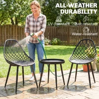 Outsunny 3-Piece Outdoor Bistro Set with 2 Chairs and Round Table for Garden, Balcony, Porch, Black(m-4)