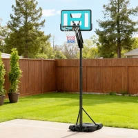 SPORTNOW Canestro Basket da Esterno Regolabile da 146-236 cm con Ruote e Base Riempibile, Nero(m-9)