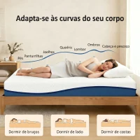 HOMCOM Colchão 190x140 cm Espessura 20 cm Colchão Viscoelástico com Chá Verde Firmeza Média Cama Refrescante com Espuma de Gel(m-5)
