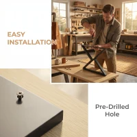 HOMCOM Set 2 Gambe per Tavolo in Acciaio a Forma di X, con 12 Viti e 4 Piedini Regolabili, Stile Industriale, Nero(m-6)