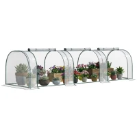 Outsunny Mini Serre de Jardin mini serre tunnel serre à tomates 3,5L x 1l x 0,8H m Acier PVC Haute densité Anti-UV 3 fenêtres avec Zip enroulables Vert et Transparent(m-1)