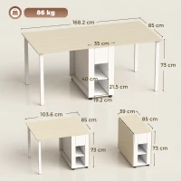HOMCOM Tavolo Pieghevole per 6 Persone con 2 Cassetti e 4 Ripiani.(m-3)